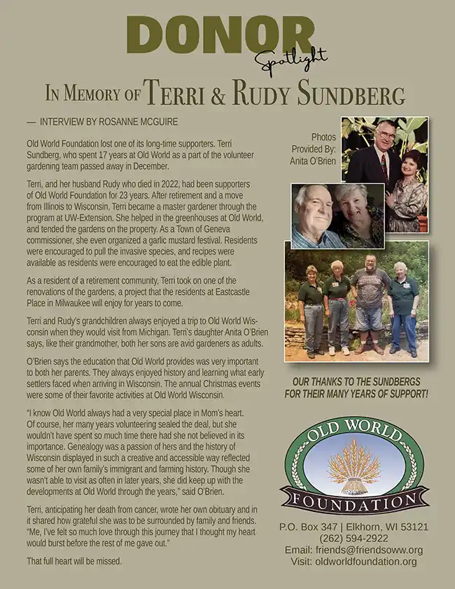 Donor Spotlight - In Memory of Terri & Rudy Sundberg
